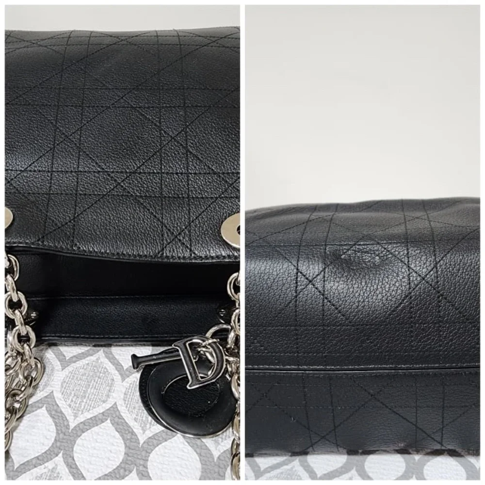 Authentic CHRISTIAN DIOR Grained Calfskin Leather Cannage Quilted Medium Ultradi - Picture 11 of 13